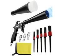 Pistolet de nettoyage tornado à air comprimé kit 11 accessoires, pistolet souffleur haute pression pour detailing auto, nettoyage sièges cuir, tapis, jantes et recoins inaccessibles de véhicule