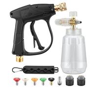 Pistolet de nettoyeur haute pression 5200 PSI avec canon à mousse de 1 l, 5 buses, raccord rapide, pistolet de lavage de voiture avec raccord de tuyau M22 (14 mm) et raccord rapide 1/4" pour Kärcher