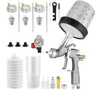 Pistolet de peinture - Pistolet HVLP - Buses 1,3/1,5/1,7 mm - Godets 650 ml - Lot de 10 - Pour voiture et meubles