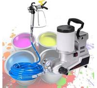 Pistolet de peinture portable sans air HVLP 2 L, haute pression 1600 W, 2,5 l/min avec tuyau de 5 m pour projets de peinture d'intérieur et d'extérieur