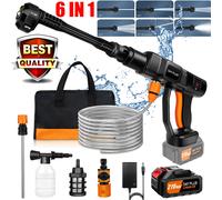 Pistolet de Pulvérisation Efficace Sans Fil de Nettoyage de Jardin de Voiture de Laveuse à Haute Pression Électrique sans Brosse 6 EN 1 21V avec la Puissante Batterie 3.0 Ah 1 Battery 3.0Ah