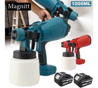 Pistolet de pulvérisation électrique sans fil 1000ML, pulvérisateur de peinture HVLP puissant pour la maison, aérographe pour revêtement de meubles et acier, compatible avec batterie Makita 18V 2 Big