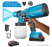 Pistolet de pulvérisation électrique sans fil 800ML, pulvérisateur de peinture portable pour la maison, aérographe pour revêtement de meubles et d'acier, compatible avec batterie Makita 18V 1 Battery
