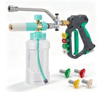 Pistolet de pulvérisation pour nettoyeur haute pression - Raccordement fileté externe M22-14 mm avec joint rotatif - Raccord rapide de 0,635 cm - Pour buses, tubes de jet et mousse - Couleur : vert