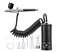 Pistolet de pulvérisation sans fil rechargeable portable avec compresseur, pistolet de pulvérisation à action simple, convient pour la beauté du visage, la manucure, le tatouage, l'artisanat, la décor