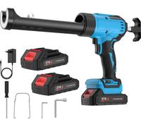 Pistolet électrique pour cartouches de mastic - Réglage sur 6 niveaux - Écran LED - Pistolet à mastic sans fil - Livré avec 2 batteries pour silicone et mastic