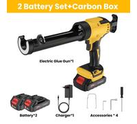 Pistolet électrique pour cartouches et joints - Pistolet sans fil pour application de mastics - 6 vitesses - Appareil portable - 2 batteries - 18 V