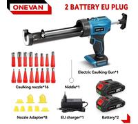 Pistolet électrique pour cartouches/silicone - Sans fil 18 V - 4 vitesses - Kit avec 2 batteries - Avance rapide de la cartouche - Rouge
