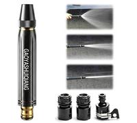 Pistolet Haute Pression pour Tuyau d'Arrosage, Buse Haute Pression en Métal avec 3 Raccords, Kit 4 Pièces pour Lavage Voiture, Nettoyage et Arrosage Jardin, Jet d'Eau Puissant et Réglable