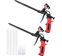 Pistolet mousse expansive professionnel en métal - Pistolet mousse PU facile à nettoyer, précis et anti-goutte, idéal pour isolation, remplissage et étanchéité (lot de 2, rouge)
