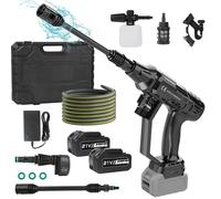 Pistolet pour nettoyeur haute pression - Lave-auto - Buses 6 en 1 - Moteur sans balais - Batterie incluse - Accessoires inclus - Portable - Noir 09