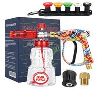 Pistolet pulvérisateur d'eau haute pression avec connecteur rapide de 6,35 mm, 5 embouts de pulvérisation et support de buse à clip, compatible avec certains nettoyeurs haute pression Greenworks