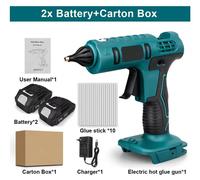 Pistolet thermique électrique - Pistolet à colle sans fil de 100W - Batterie rechargeable 18V incluse - Compatible avec les bâtons de colle de 11 mm - Chauffage rapide - Version européenne