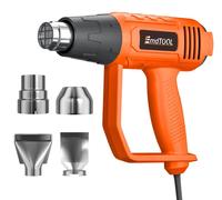 Pistolet thermique électrique - Souffleur d'air chaud 2000W - 300–600°C, deux vitesses - Débit d'air de 500 l/min - Chauffage rapide en 1,5 seconde - 3 buses - Couleur : orange