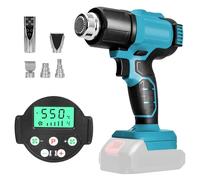 Pistolet thermique sans fil compatible avec batterie Makita 18 V, max 550 °C, chauffage rapide en 2 à 3 s, avec 5 buses pour tube rétractable, film vinyle, artisanat, électronique (sans batterie)