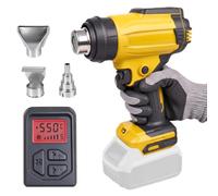 Pistolet thermique sans fil pour Dewalt 18 V/20 V avec 3 buses | Pistolet à air chaud avec écran LCD numérique pour travaux manuels, gaines thermorétractables, film vinyle
