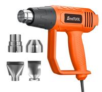 Pistolet thermique - Souffleur d'air chaud - Température variable : 300/600 °C - 2000 W - 4 buses - 220 V AC - Orange