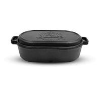 Pit BOSS 68014 Plat à rôtir en fonte de 6 l avec couvercle pour plaque de cuisson, noir