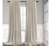 Pitalk Lot de 2 rideaux extra longs en lin de lin pour salon, 2 panneaux avec pattes arrière, filtrant la lumière, voilages semi-intimité pour porte coulissante de salle à manger, 3 m, 132 x 304,8 cm
