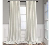 Pitalk Lot de 2 rideaux semi-transparents en lin naturel mélangé avec pattes arrière de 228,6 cm de long pour salon, rideaux semi-transparents avec passe-tringle filtrant la lumière, crème pour
