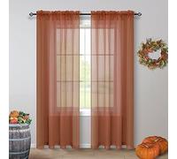 Pitalk Rideaux en Terre Cuite de 213,4 cm de Long pour Salon, Ensemble de 2 Panneaux de Rideaux Transparents avec Passe-Tringle pour Salon, Rouille brûlée, Orange brûlé