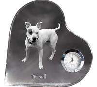 Pitbull - horloge en cristal avec photo de chien, étagère en forme de cœur avec horloge, horloge sur pied personnalisée de la marque Art-Dog