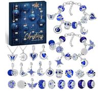 PITMT Calendrier de l'Avent 2026 Bijoux, Calendrier de l'Avent Fille Femme Bijoux Charms Bracelet Collier Kit Fabrication, Cadeaux de Noël Original Loisirs Créatifs Jeux aux Fille Ado Adultes