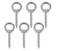 Piton à Visser, Boulon à Œil M5 x 40 mm en Acier Inoxydable 304, avec Filetage Bois et Anneau Fermé, pour Jardin, Clôture et Bricolage, 6 Pièces