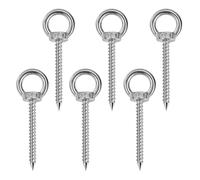 Piton à Visser, Boulon à Œil M6 x 20 mm en Acier Inoxydable 304, avec Filetage Bois et Anneau Fermé, pour Jardin, Clôture et Bricolage, 6 Pièces