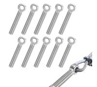 Piton à Visser M10, Piton à Oeil avec Filetage, Inox Boulon à Oeil, Résiste à Haute Température et à la Corrosion, Haute Résistance, pour Corde, Chaîne, Garage, Automobile, Atelier(10 Pièces)