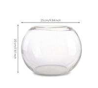Pitycbo à Poissons en Verre Aquarium Rond Bassin Décoratif Vase Aquatique Bord Poli Lisse Vue 270° Design Moderne Adapté à Bureau Salon Table, 25 Cm