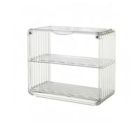 Pitycbo Égouttoir Présentoir Gobelets Rangement Étagère Acrylique Double Niveau Résistant Convient pour Organisation Domestique Espace Repas Bureau Table, Grand, Blanc