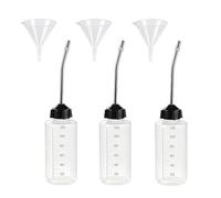 Pitycbo Ensemble 3 Pièces Bouteille à Entonnoir Récipient Transparent Graduations Imprimées Bec Métal Courbé pour Remplissage Facile Entonnoir Inclus Adapté à la Lubrification Précision Mécanique