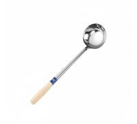 Pitycbo Louche à Soupe Ustensile en Acier Inox Bol Large Poignée Isolante Surface Brillante Adaptée Préparation Repas Cuisine Professionnelle Maison, 12 Liang, Manche Bois