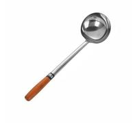 Pitycbo Louche à Soupe Ustensile en Acier Inox Bol Large Poignée Isolante Surface Brillante Adaptée Préparation Repas Cuisine Professionnelle Maison, 8 Liang, Manche En Bois+Brillant