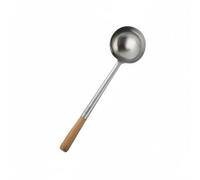 Pitycbo Louche à Soupe Ustensile en Acier Inox Bol Large Poignée Isolante Surface Brillante Adaptée Préparation Repas Cuisine Professionnelle Maison, 12 Liang, Manche En Bois 304