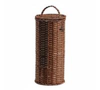 Pitycbo Panier de Rangement en Osier Couvercle Amovible Boîte de Rangement Ronde avec Anse Cadre en Raphia Synthétique Tressé Matière Résistante Adaptée pour, Marron Clair