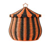 Pitycbo Panier Rangement Rayé Tressé Papier Couvercle Poignée en Étoile pour Le Linge la Chambre