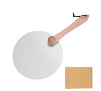 Pitycbo Pelle à Pizza Acier Inoxydable Pelle Spatule Levier Plate avec Tête Circulaire Métallique Poignée en Bois Pliable pour Glisser Soulever et Tourner les, 10 Pouces