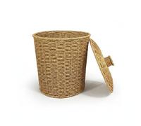 Pitycbo Poubelle à Couvercle Bac à Ordures Tressé Pan Panier de Rangement Couvercle Hermétique Usage Quotidien Adapté au Bureau Salon Chambre