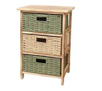 Pitycbo Rack Rangement à Cadre En Bois Tiroirs Tressés Polyvalent Compartiment vert Autoportant Chiffonnier pr lon, Beige Vert