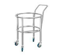 Pitycbo Support à Seau en Acier Inoxydable sur Rltes Support à Seau Stien Stable pr Cafétérias, Grand, Poignée+Poussoir