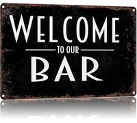 PIUHRKLEVD Funny Vintage Tin Sign Welcome to the Bar Metal Humorous Wall-Art for Home Man Cave Office Basement Decor 8 X 12 inch