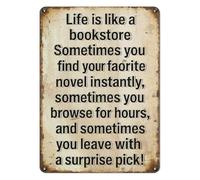 PIUHRKLEVD Metal Tin Sign for Book Lovers Vintage Reading Quote Inspirational Wall Decor Gift for Bookworm Home Office Library 8 X 12 Inch