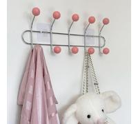 piuytrew Patère en Bois Boule Murale Porte-Manteau en métal avec 10 Crochets colorés Porte-Manteau Plusieurs Couleurs au Choix,6