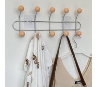 piuytrew Patère en Bois Boule Murale Porte-Manteau en métal avec 10 Crochets colorés Porte-Manteau Plusieurs Couleurs au Choix,2