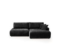 Pivoine - Canapé d'angle ouvert droit 4 places convertible avec coffre en tissu texturé