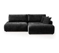 Pivoine - Canapé d'angle ouvert droit 4 places convertible avec coffre en tissu texturé