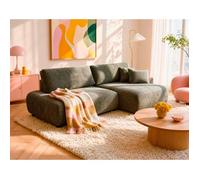 Pivoine - Canapé d'angle ouvert droit 4 places convertible avec coffre en tissu texturé
