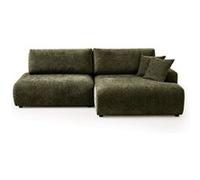 Pivoine - Canapé d'angle ouvert droit 4 places convertible avec coffre en tissu texturé